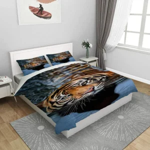Teqoasiy Housse De Couette 220X240 Cm 3D Imprimé Animal Tigre – Parure De Lit Adulte en Microfibre 2 Personnes avec Fermeture Éclair, Housse Couette Imprimé avec 2 Taies d’oreiller 65X65 Cm
