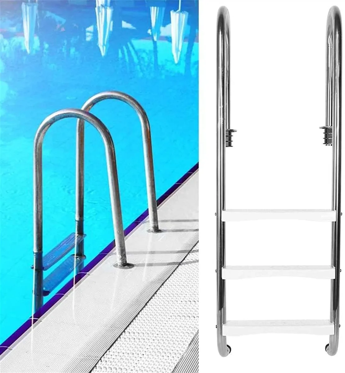 CVBNM Piscine 3 Échelle Sécurité Sécurité Non Slip Pédale INOX Steel Acier Inoxydable Équipement de Bain Piscine – Image 7